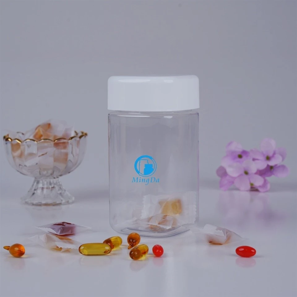empty square PET packaging bottles
